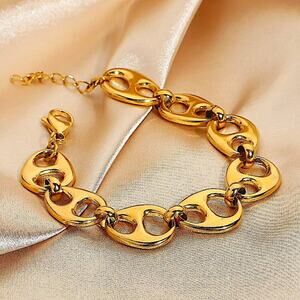 Gold 18K Mariner Pignose Chain Link Bracelet